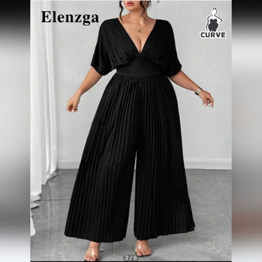 SHEIN Navy Blue Elegant Wide Leg Pantsuit